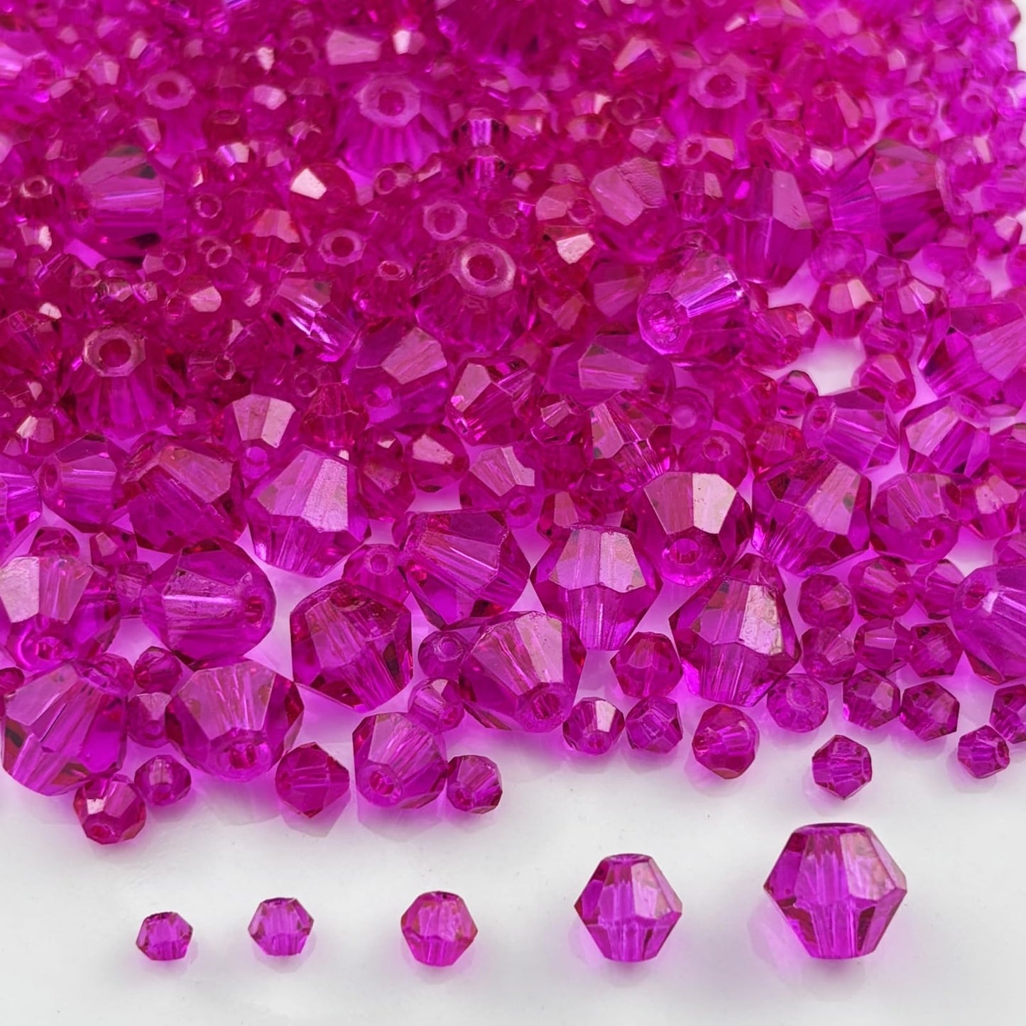 Pinhoollgo 1310pcs Bicone Crystal Glass Beads 2mm 3mm 4mm 6mm 8mm Faceted Crystal Spacer Beads for Bracelets Necklace Pendants Earrings DIY Jewelry Craft Making(Rose Red)