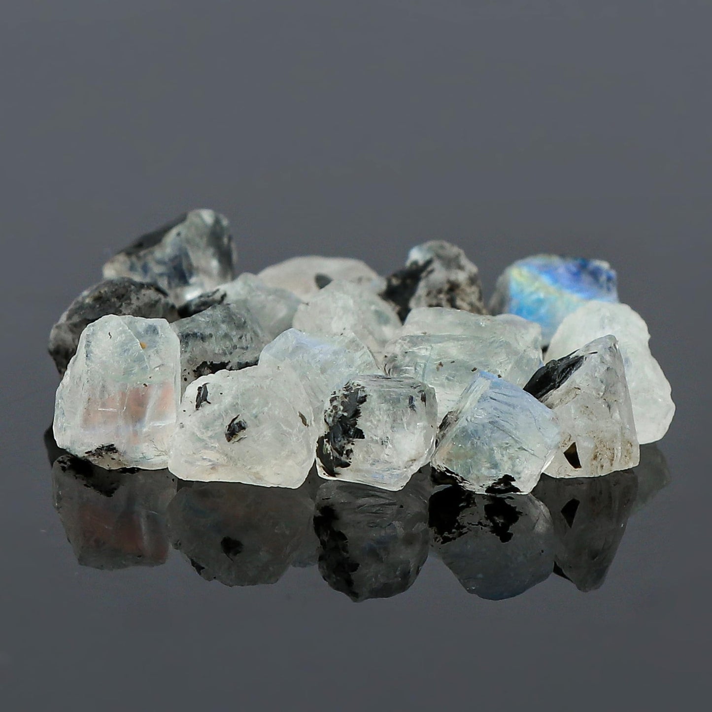 CRYSTALIS 50 cts Natural Tourmilated Black Moonstone Loose Gemstone Wholesale Bulk Rough Jewelry Making Supply, Chakra & Healing Raw Stones, Wire Wrapping, DIY, Gem Collection, DIY Practice Stones