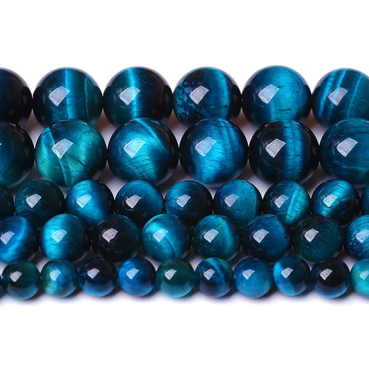 160PCS 4MM Blue Tiger Eye Beads Natural Stone Gemstone Spacer Loose Beads for Jewelry Making DIY Bracelet Semi Precious Beads Strand 2 Strands
