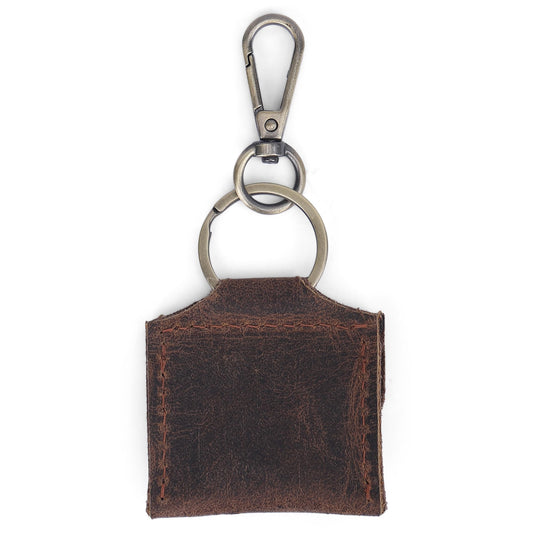 CestAntiQ Handmade Full Grain Leather Ring Pouch Keychain – Engagement Case and Key Holder, Rustic Jewelry Organizer for Men Women, Vintage Leather Pouch for Gift (Brown)