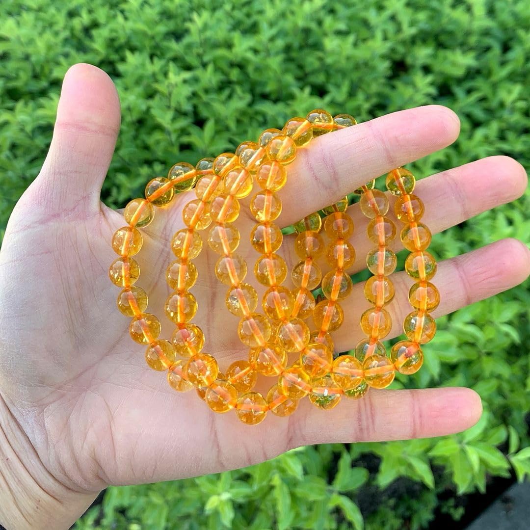 Adabele Real Natural Yellow Citrine Bracelet 8.5 inch Stretch Gemstone Beaded Bracelet Chakra Healing Crystal Stone Jewelry Women Mom Gift (Unisex) GB8-D27