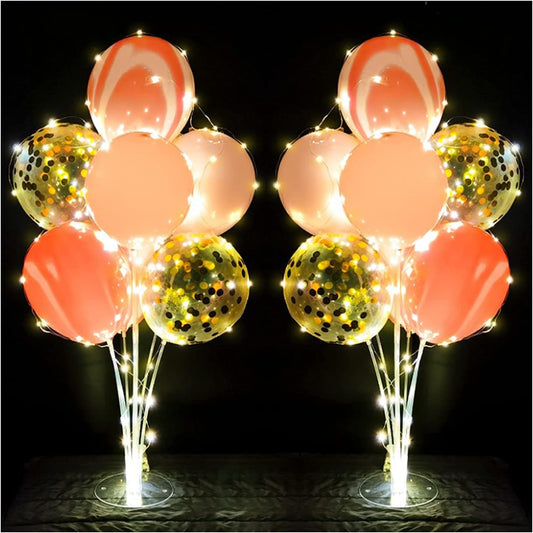 Skiennix Balloon Stand Kit - Pink Table Centerpiece with String Lights | Reusable Party Decorations