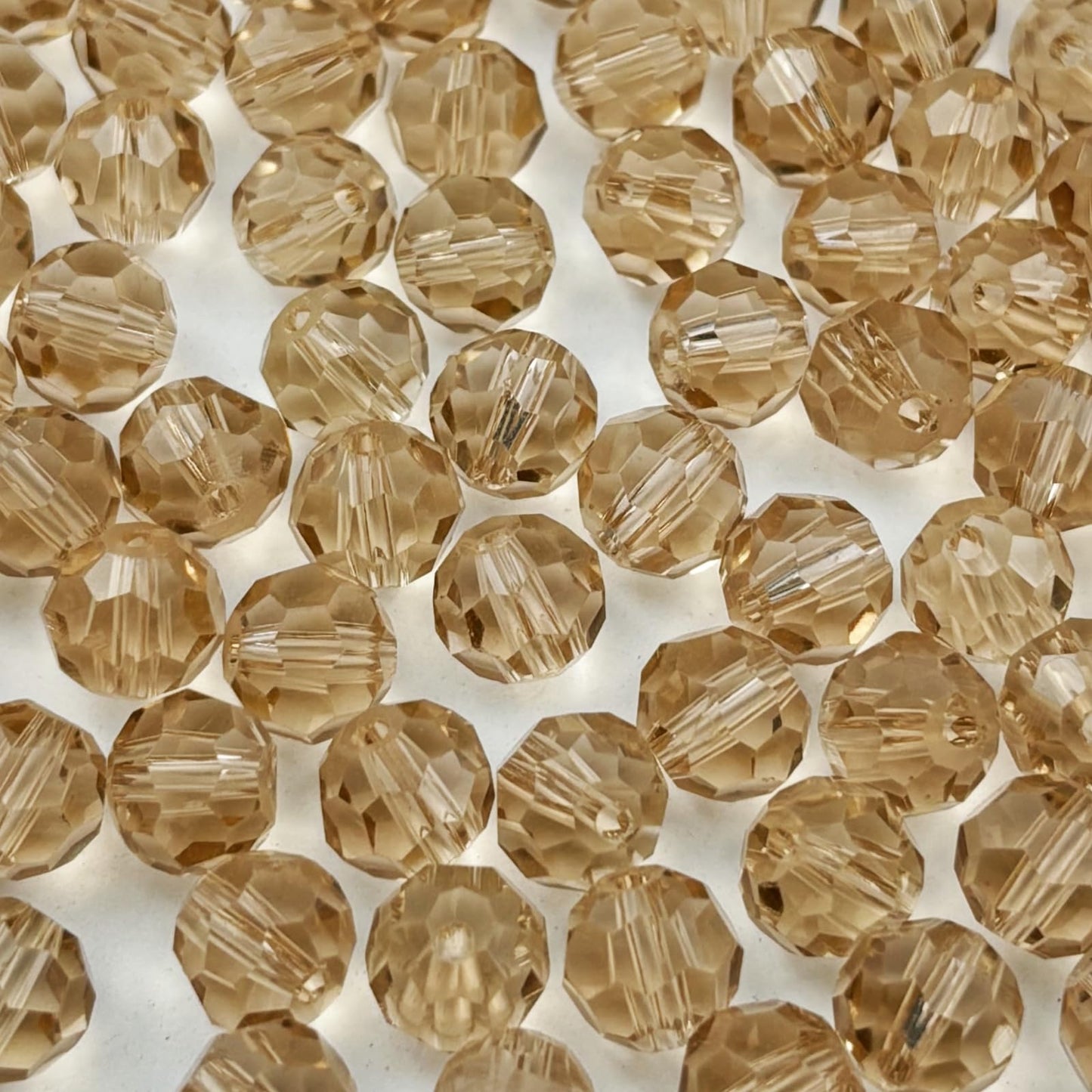 YUEXIGO 200pcs 6mm Round Crystal Glass Beads for Jewelry Making, Faceted Crystal Glass Spacer Beads for Bracelet Earring Necklace DIY Craft(Champagne)