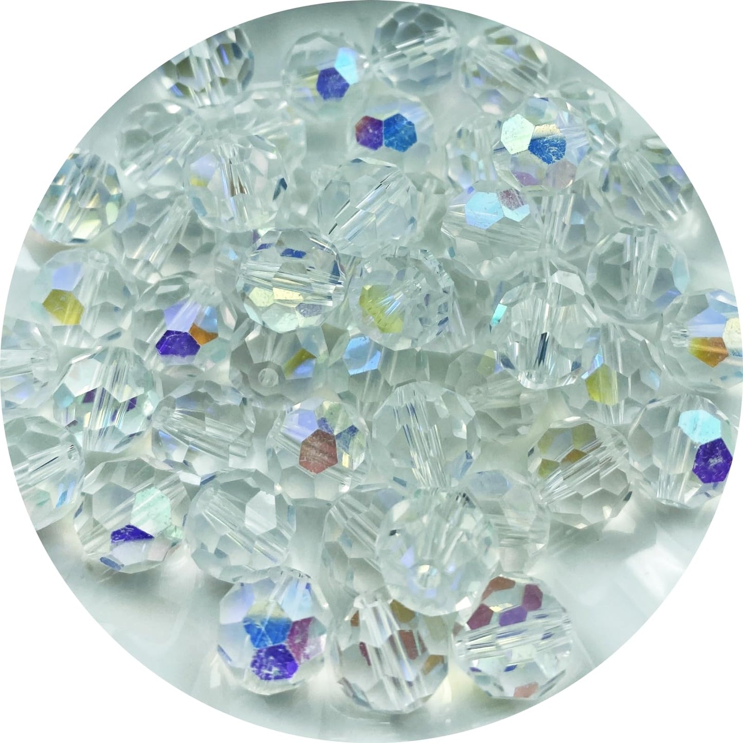 Xinhongo Crystal Glass Beads 50 Pieces 10mm Round Faceted Glass Spacer Beads for Jewelry Making Bracelet Earring Necklace DIY Craft Supplies(Crystal Clear AB)