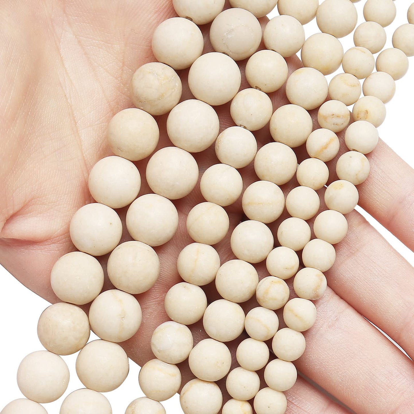 Natural Matte Fossil Jasper Beads, 8MM Round Frosted Unpolished Loose Gemstone Beads for Bracelet Necklace Jewelry Making, Energy Stone Healing Power with Stretch Beading Cord