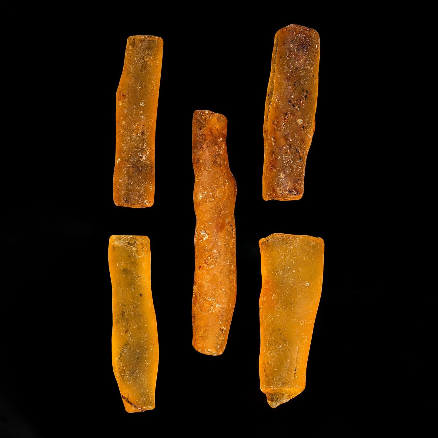 ColouredRocks 5pcs Long Amber Crystals (25-35mm), Raw Stones, Rough Gemstones, Jewelry Making Supply, Cabbing, Polishing, Cutting, DIY, Crafts