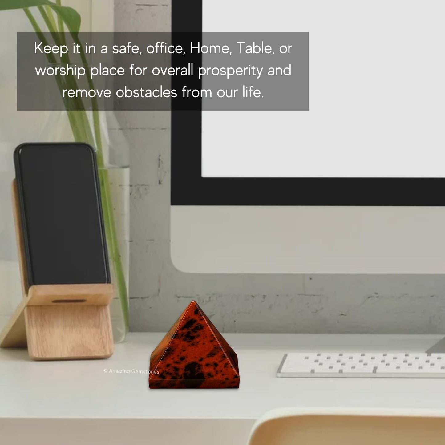 Amazing Gemstone Mahogany Obsidian Pyramid Crystal Healing Stones - 1" Great Pyramid Figurine of Natural Stone Pyramid for Meditation, Reiki, Chakra Balancing and Crystal Pyramids Grid