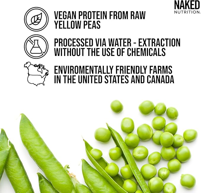 Naked Pea - Chocolate Peanut Butter Protein from US & Canadian Farms, Organic Cocoa, Organic Coconut Sugar - No GMO, No Soy, and Gluten Free, Aid Growth and Recovery - 21 Servings