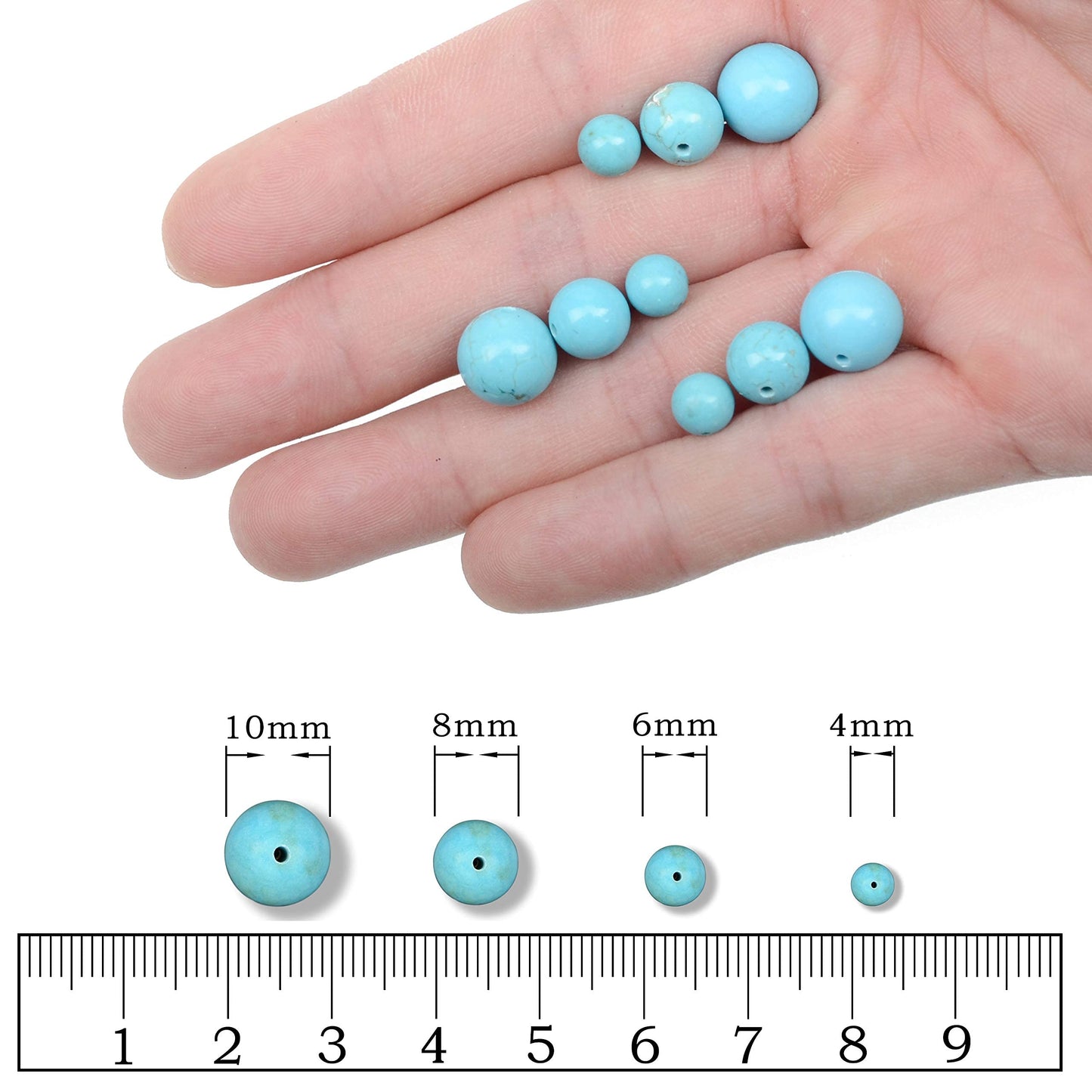 AD Beads Natural Gemstone Round Loose Beads 15" for Bracelet Necklace Earrings Jwelery Making Crafts DIY (4mm, Blue Turquoise)
