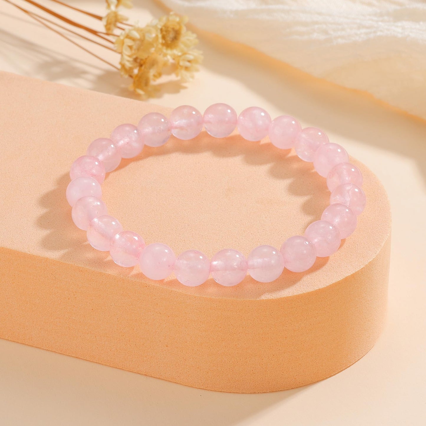 Udolfly Womens Crystal Beaded Bracelets for Women Men Protective Energy Bracelet Natural Gemstone Bead Bracelet 8mm Rose Quartz