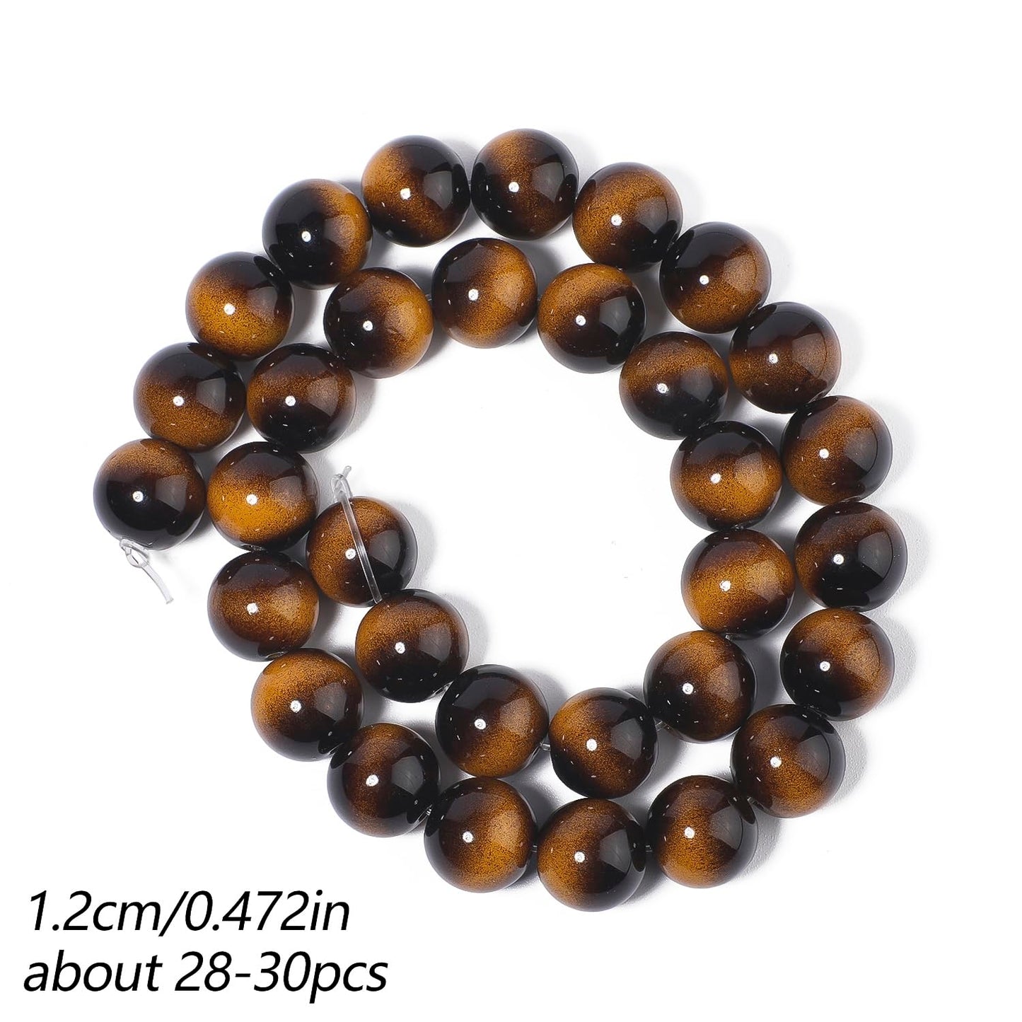 Song Xi 28PCS 12mm Yellow Tiger Eye Gemstone Beads for Jewelry Making, Round Smooth Glass Beads for DIY Bracelet Necklace Earring Keychain, Arts and Crafts, for Christmas Wedding Birthday