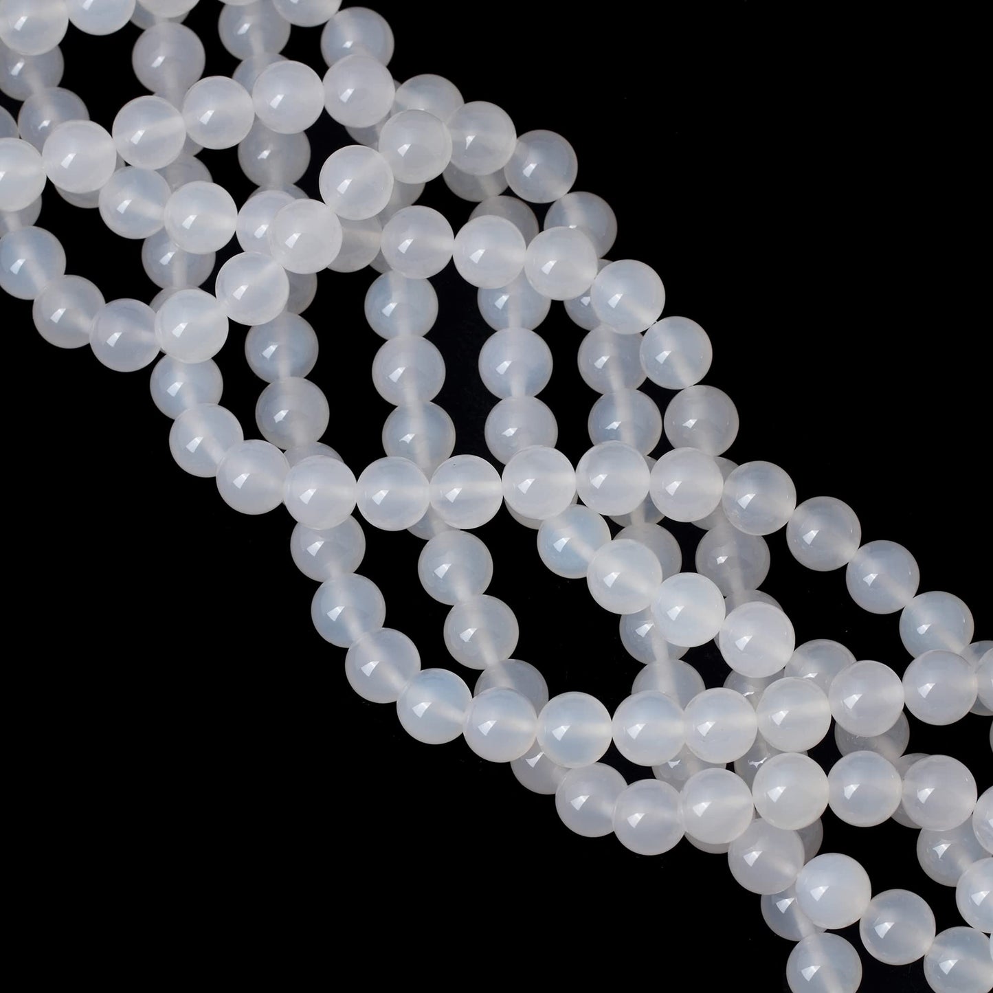 CHEAVIAN 35PCS 10mm Natural White Agate Gemstone Round Loose Beads for Jewelry Making 1 Strand 15"