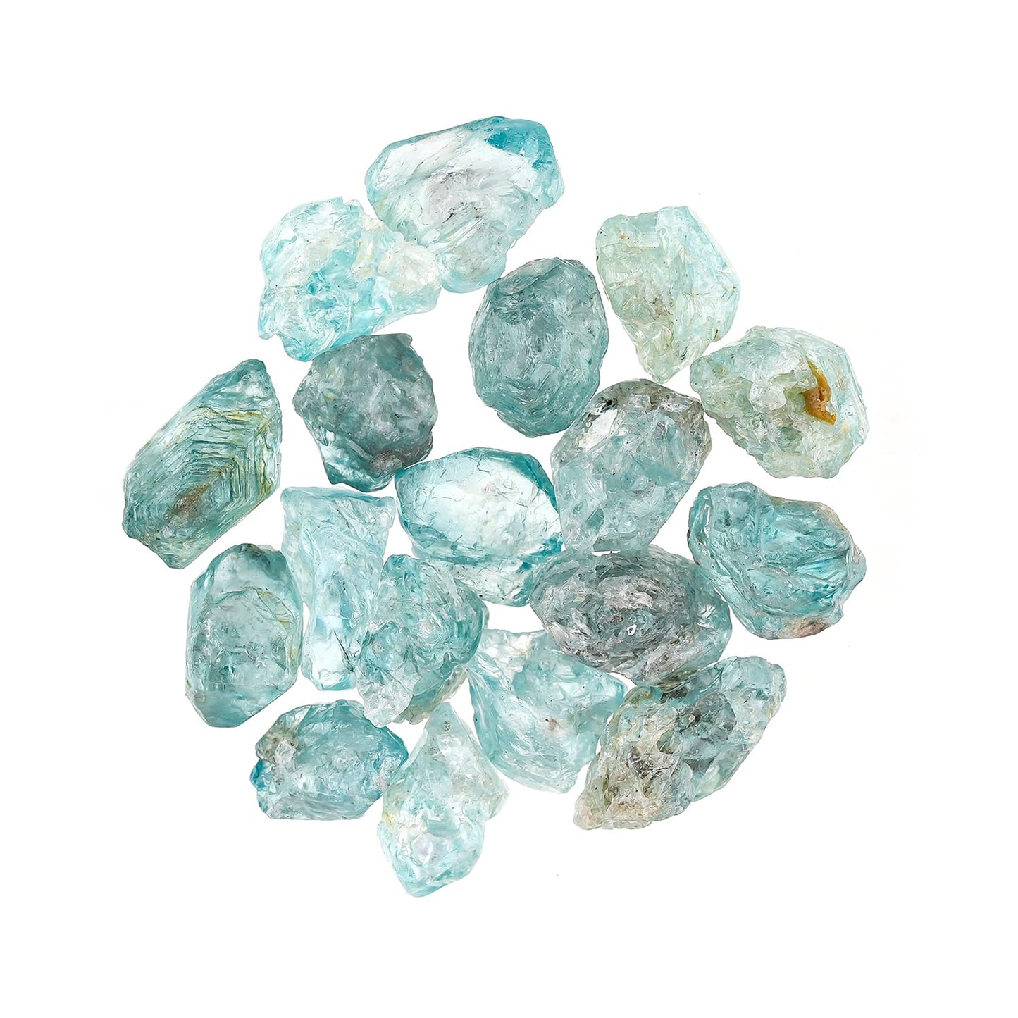 ColouredRocks 50 carats Blue Zircon Tumbled Crystals, Raw Stones, Rough Gemstones, Jewelry Making Supply, Cabbing, Polishing, Cutting, DIY, Crafts (16-18pcs) (5-8mm)