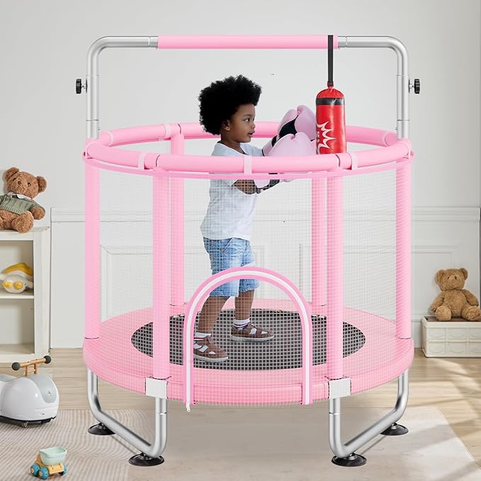 VEVOR 5FT Trampoline 50"/55"/56 * 35" for Indoor/Outdoor use for Toddlers, Foldable Mini Baby with Foam Handle, Recreational Birthday Gift