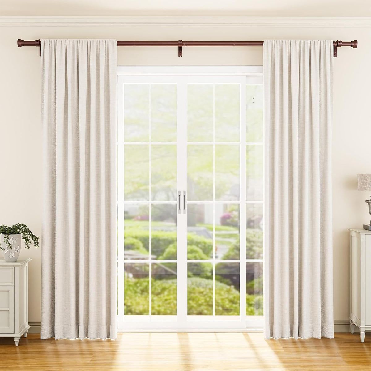 YaFex Curtain Rods - Heavy Duty 1 Inch Adjustable Window Treatment Rods | 32-144 Inch, Bronze Finish
