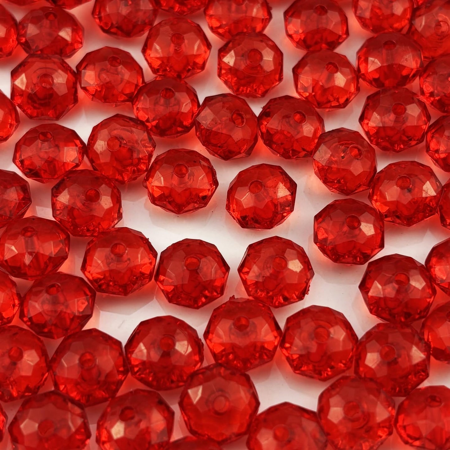 YHYPOCI 200pcs 10mm Acrylic Crystal Beads, Faceted Rondelle Acrylic Spacer Beads for Wind Chimes Bracelet Necklace Earring Keychain Jewelry Making DIY Crafts(Red)