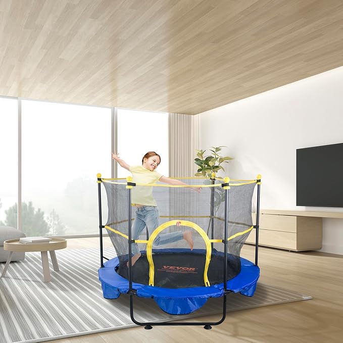 VEVOR 5FT Trampoline 50"/55"/56 * 35" for Indoor/Outdoor use for Toddlers, Foldable Mini Baby with Foam Handle, Recreational Birthday Gift