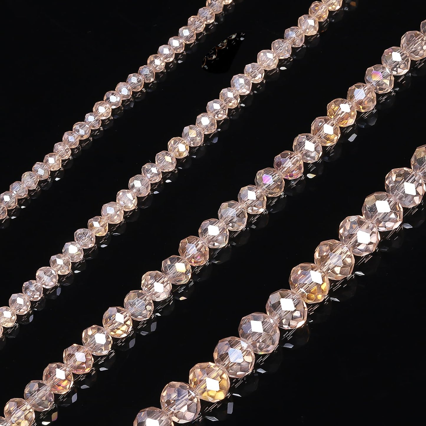 NITOPUPU 1000pcs 4mm Crystal Glass Beads for Jewelry Making Faceted Rondelle Flat Beads for Bracelets Necklace Earrings DIY Crafts (Champagne Crystal AB Bead)