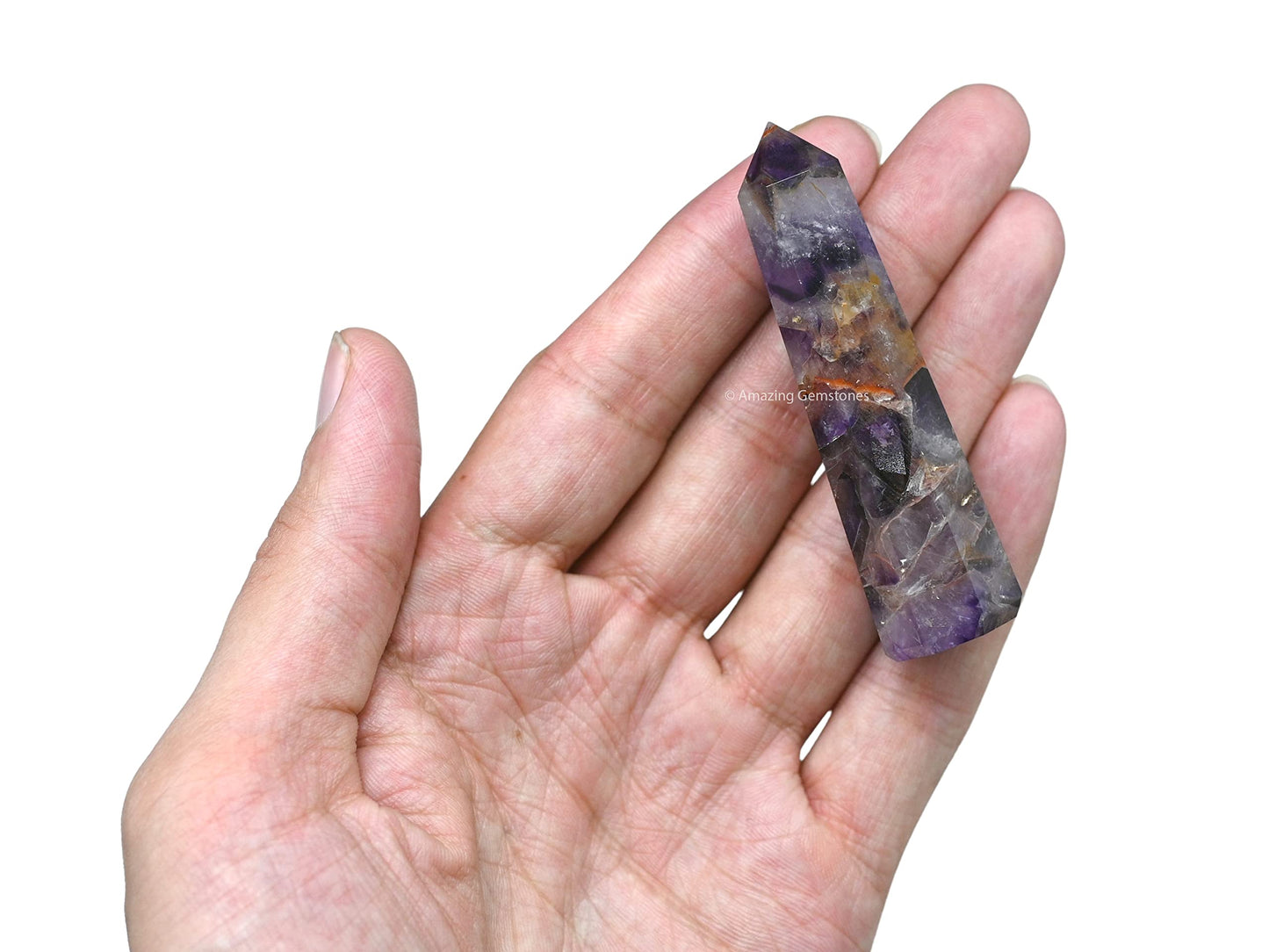 Amazing Gemstone Amethyst Chevron Crystal Towers ~ Natural Healing Crystal Point Obelisk for Reiki Healing and Crystal Grid (3" to 4" INCH)