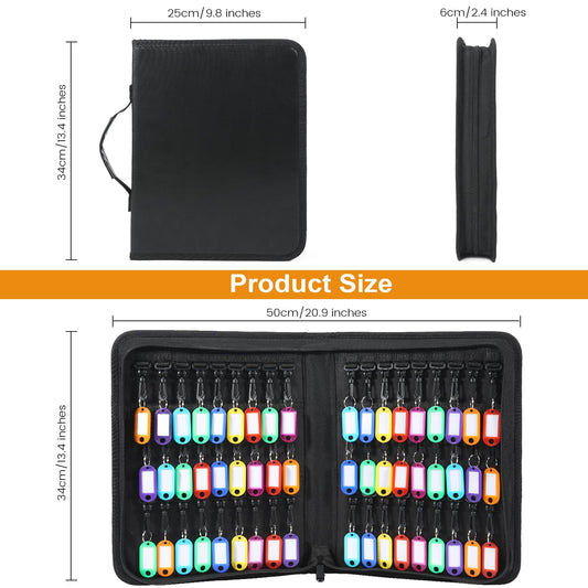 Opastry Zippered Key Case, Portable Key Organizer with Handle, Waterproof & Fireproof Key Binder with 54 Hooks and Tags, Key Box Organizer for Estate Sales, Hotel Executives, Landlord, Car Rental
