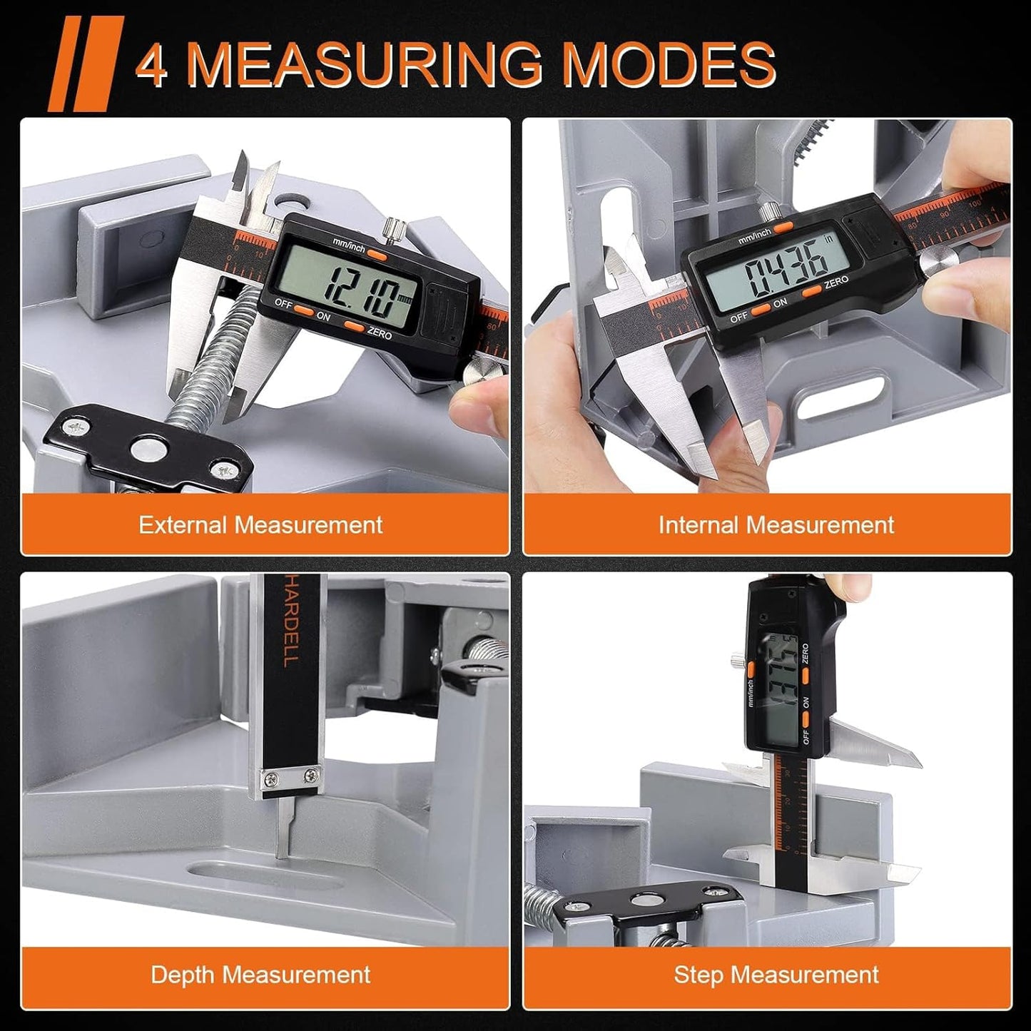 HARDELL Digital Caliper 6 Inch with Large LCD Screen, Calipers Measuring Tool with Auto-Off Feature, Inch/Millimeter Conversion, Electronic Vernier Caliper Micrometer for Jewelers/Woodworkers/DIY