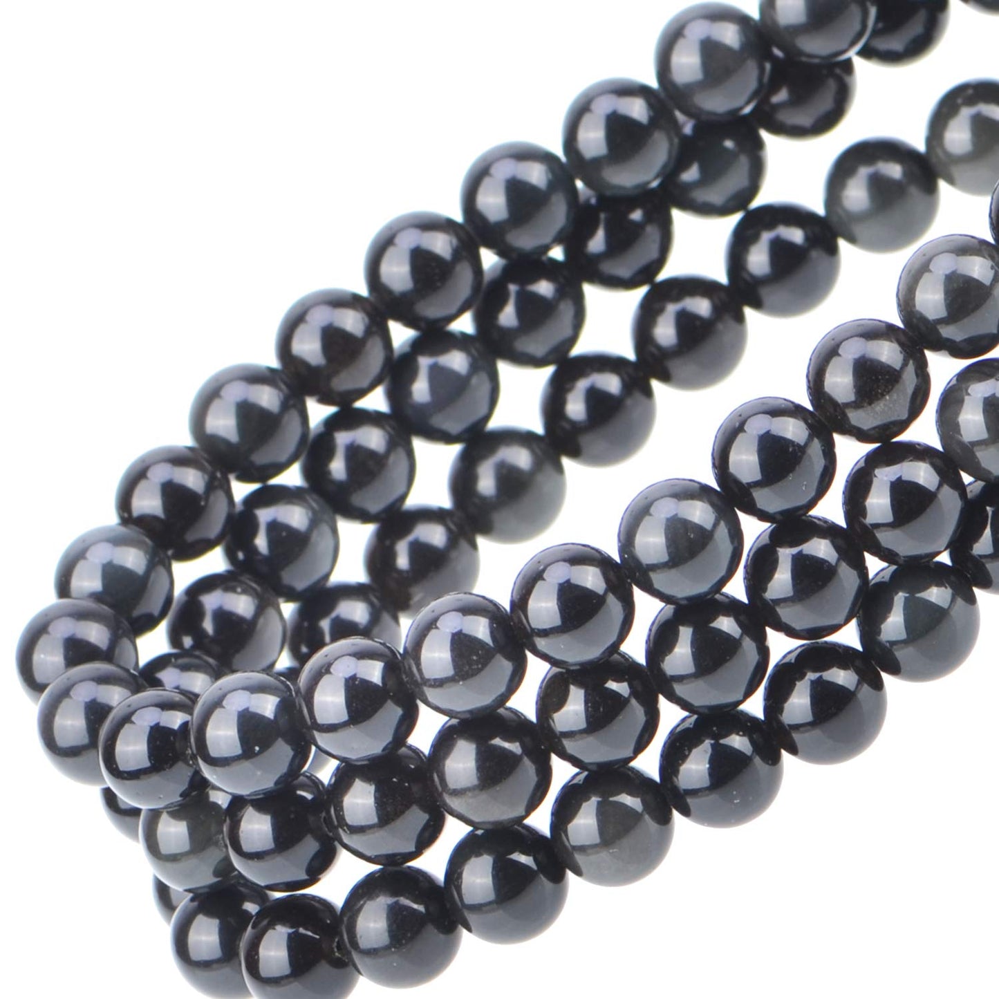 80Pcs Natural Crystal Beads Stone Gemstone Round Loose Energy Healing Beads with Free Crystal Stretch Cord for Jewelry Making (Black Obsidian, 10mm)
