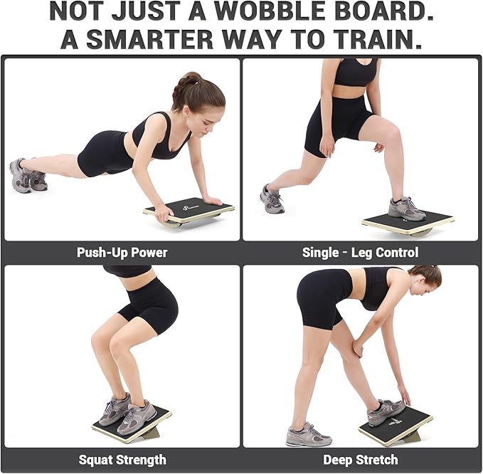 Sportneer 2-in-1 Balance Board ??Adjustable Wobble & Slant Board for Core Strength, Stretching, Rehab, Standing Desk, Home Gym Workout