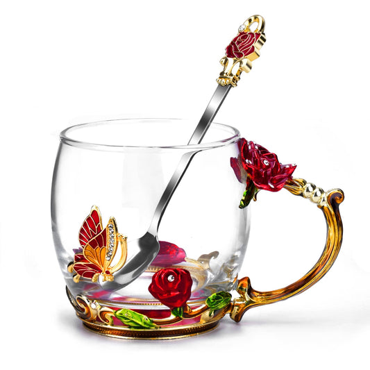 OEAGO Gifts for Mom Women Mothers Day Valentines Day Gifts Glass Coffee Enamels Mug Best Birthday Valentine's for Her Girlfriend Wife from Daughter Son Tea Cup Christmas Stocking Stuffers