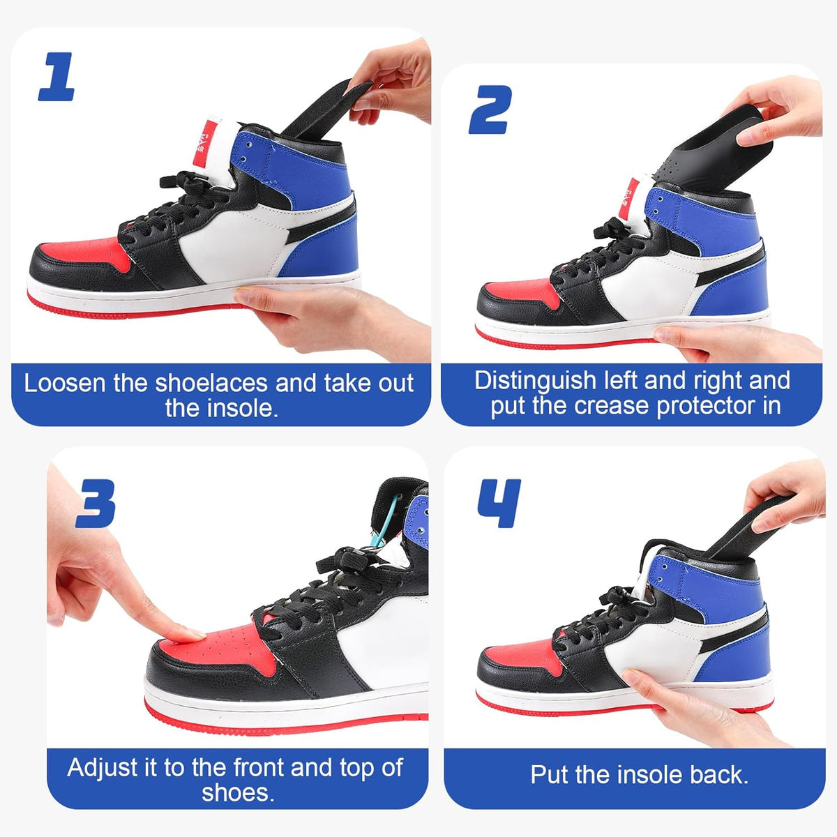 Skiennix Crease Protectors for Sneakers - Prevent Creases for Air Force, Jordan, Dunk Low | Men's 7-13, Women's 5-9
