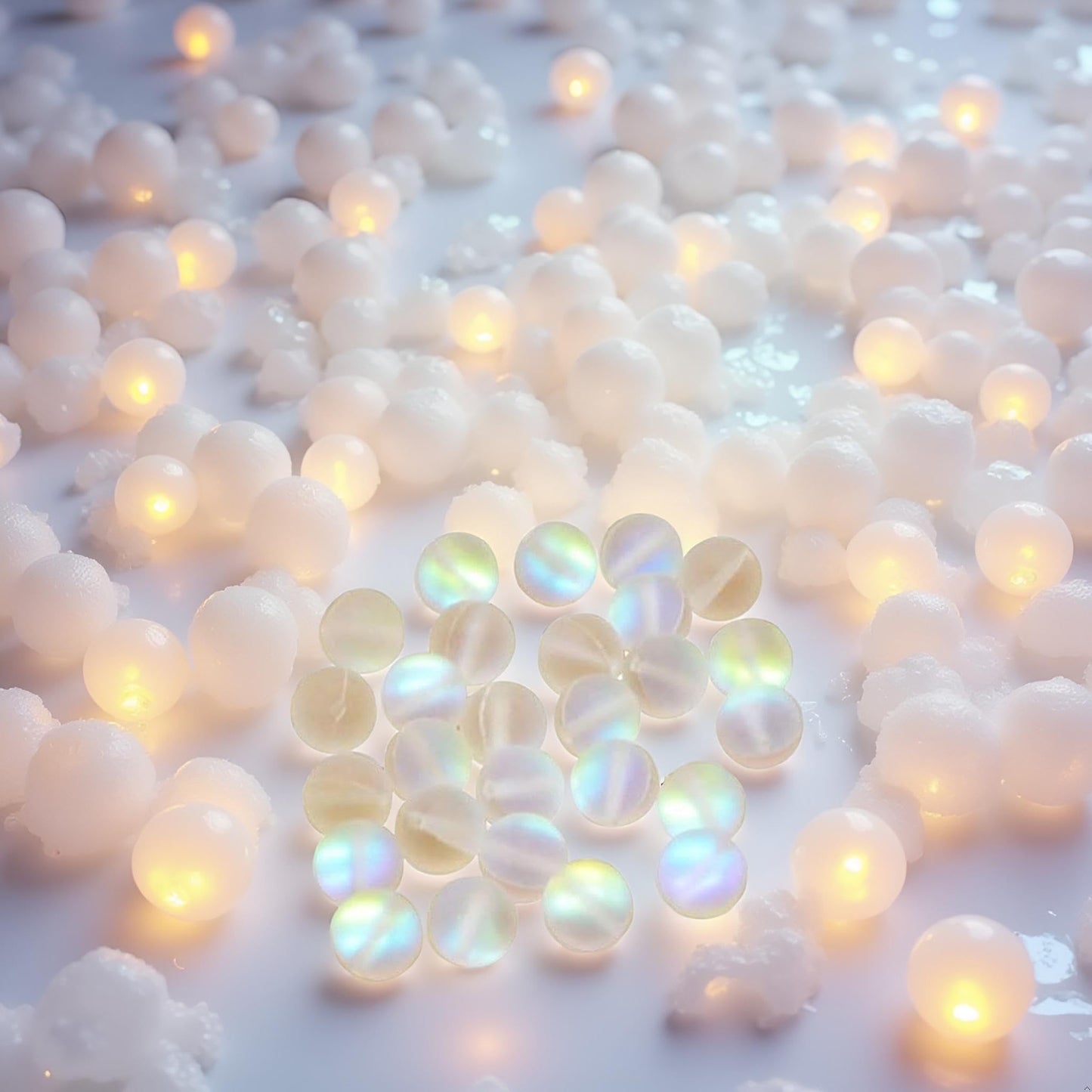 100 Pcs Glass Beads for Jewelry Making, 8mm Matte Crystal Glass Beads Mermaid Aurora Beads Moonstone Beads Bead Assortments for Jewelry Making Arts, Crafts