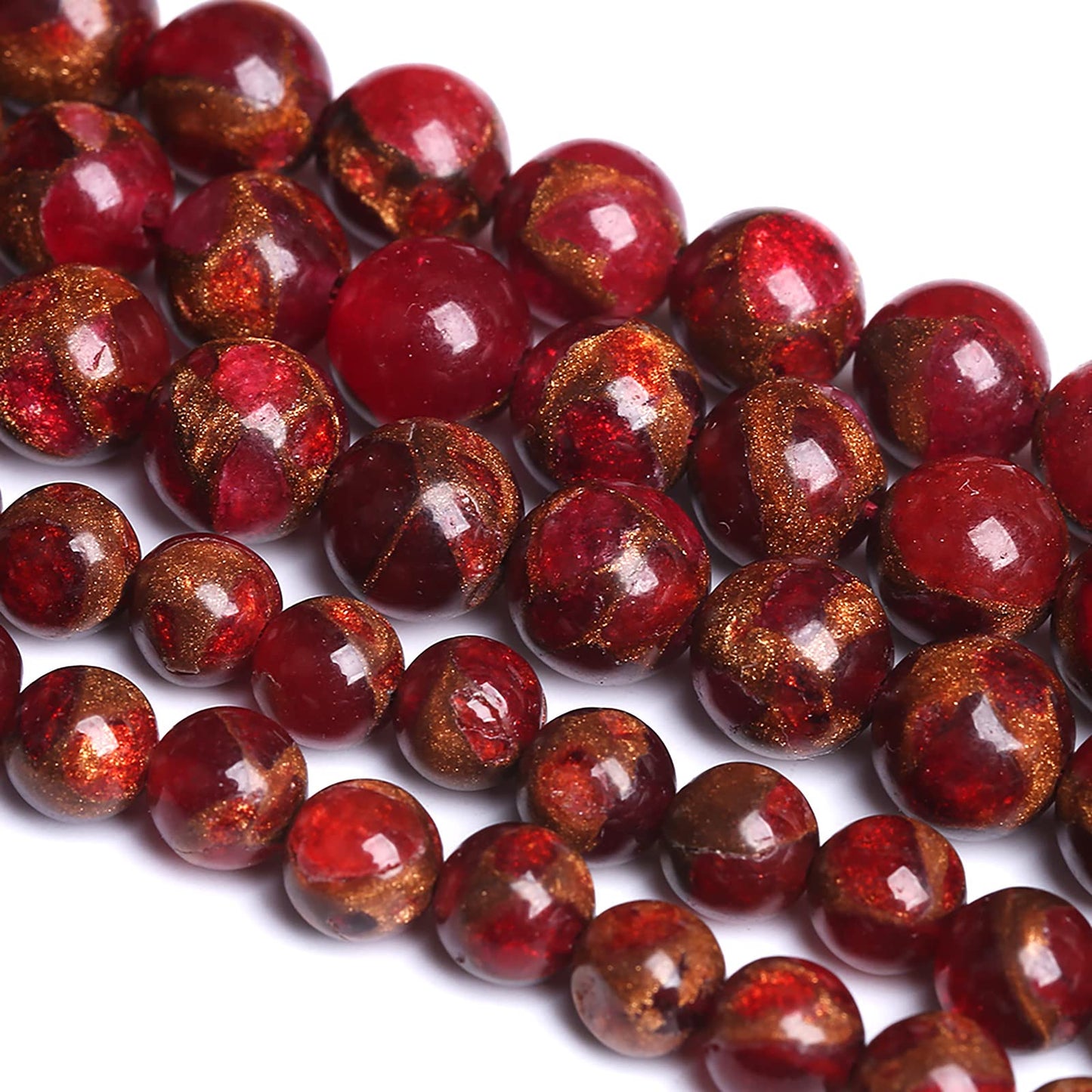 12MM 31PCS Red Cloisonne Craft Loose Round Beads for Jewelry Making DIY Bracelet