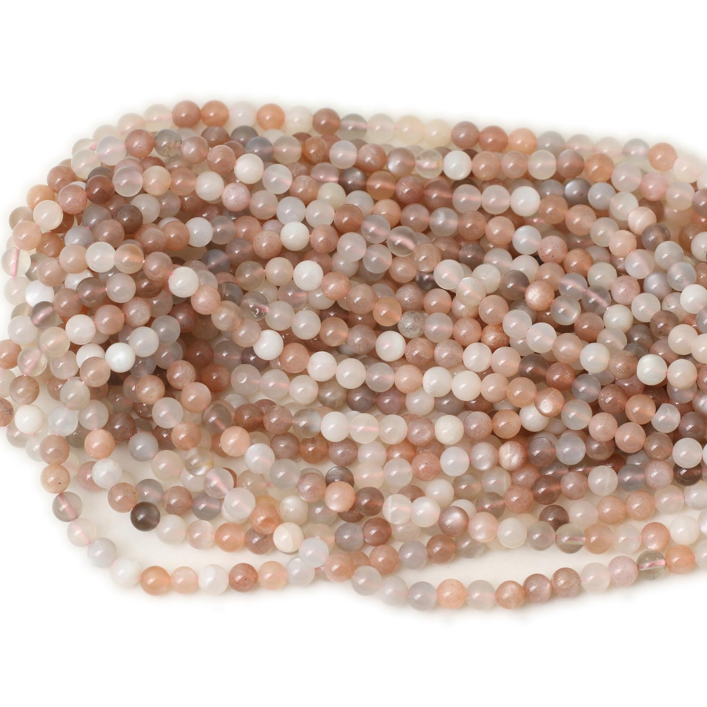 CHEAVIAN 60PCS 6mm Natural Rainbow Moonstone Stone Gemstone Round Loose Beads for Jewelry Making 1 Strand 15"
