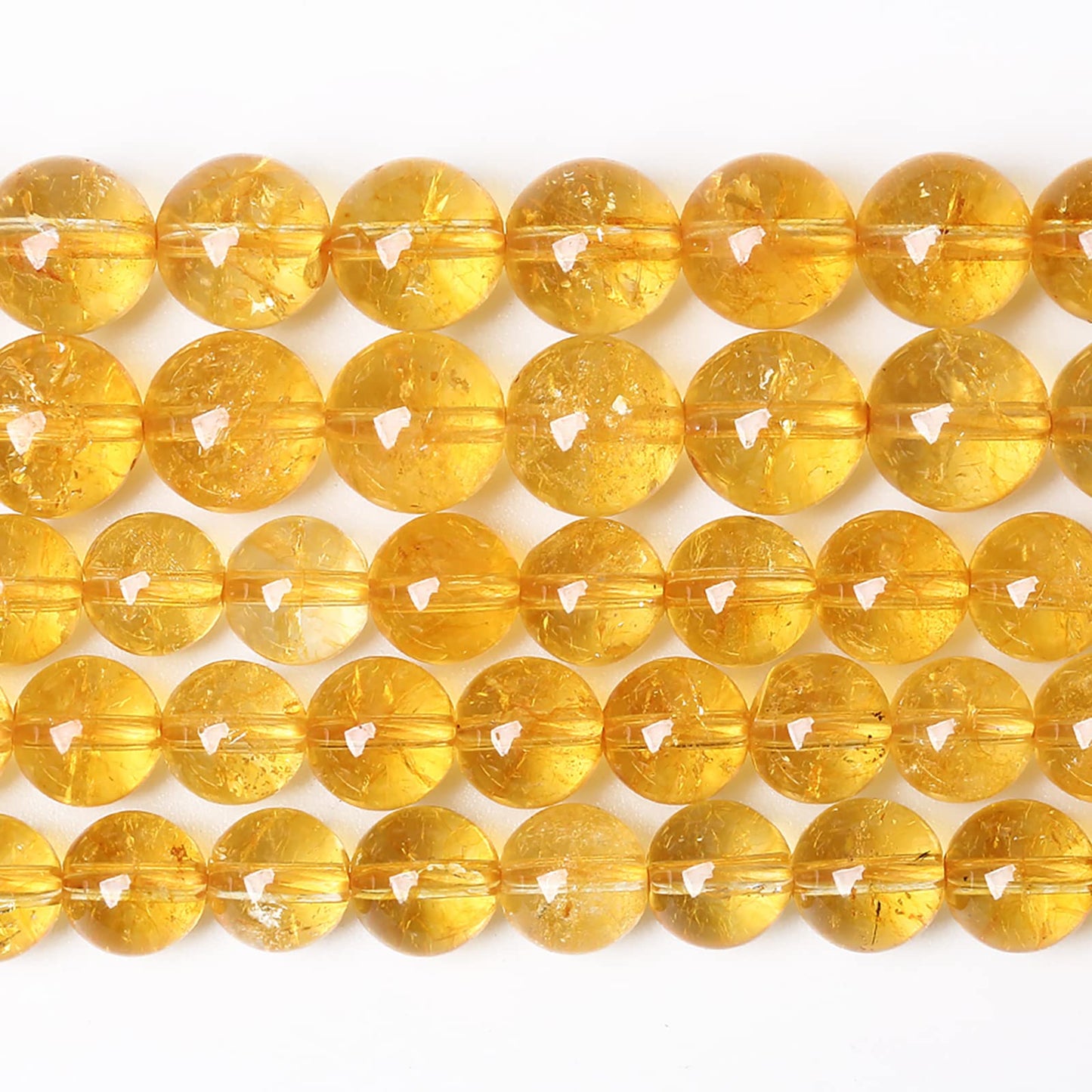 6MM 60PCS Natural Citrine Yellow Quartz Crystal Round Spacer Loose Beads for Jewelry Making 15 inches DIY Bracelet Necklace