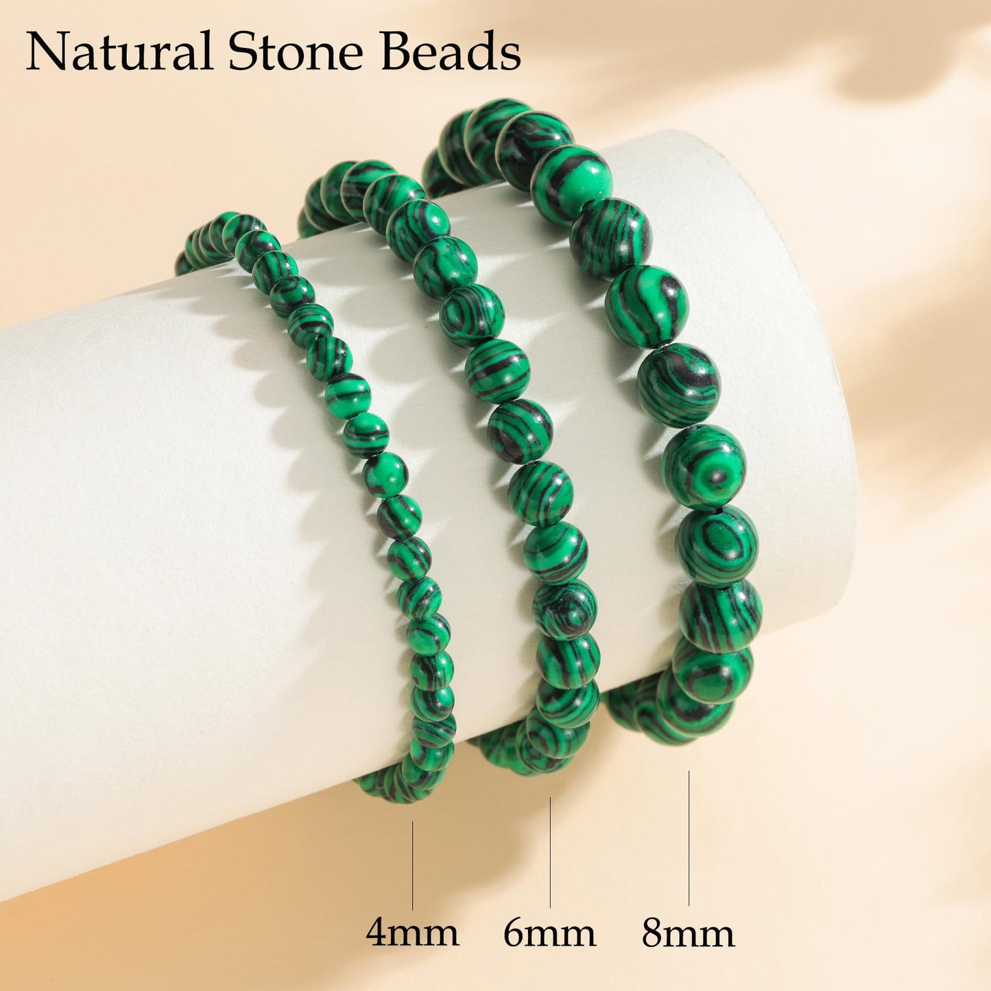 Udolfly Womens Crystal Beaded Bracelets for Women Men Protective Energy Bracelet Natural Gemstone Bead Bracelet 6mm Malachite
