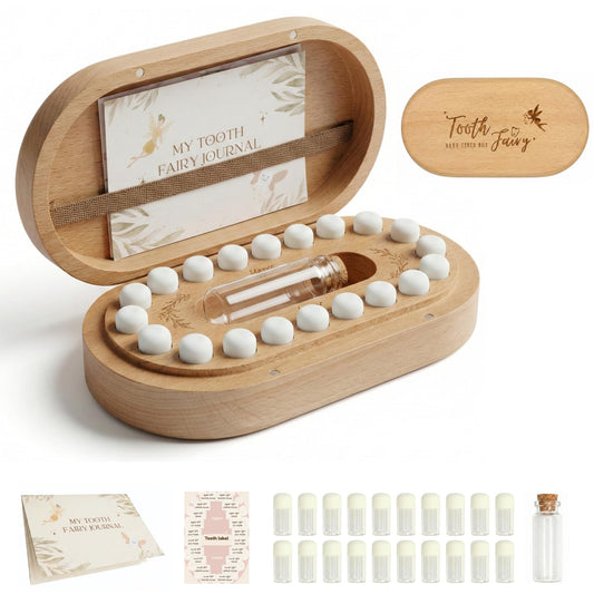 SEMONAMU Tooth Fairy Tooth Holder, Baby Keepsake Box, tooth fairy gifts, baby teeth keepsake box, baby tooth box, tooth holder for kids teeth, baby memory box, tooth fairy box, Unisex Shower Gift