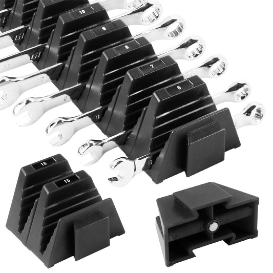 CENFORGE 48PC Modular Wrench Organizer Magnetic, Wrench Organizer for Tool Box Drawer - Wrench Holders with Metric & SAE Labels, Gift for Mechanics (48, Black)