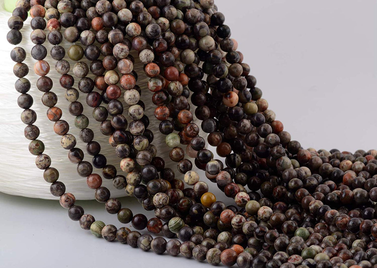Natural Stone Beads 100pcs 6mm Ocean Jade Round Genuine Real Stone Beading Loose Gemstone Hole Size 1mm DIY Smooth Beads for Bracelet Necklace Earrings Jewelry Making (Ocean Jade, 6mm)