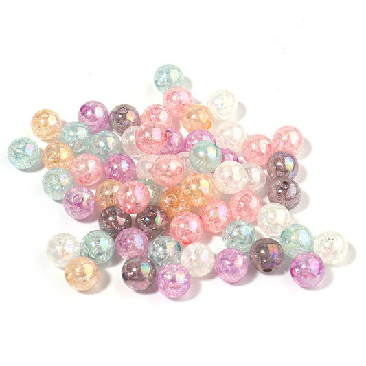 200PCS Colored Acrylic Crystal Beads Round Crackle Glass Beads Charms for Jewelry Making Bracelets Earring Necklace Adults Beading DIY Art Craft Projects Christmas Ornament Birthday Gifts (8mm)