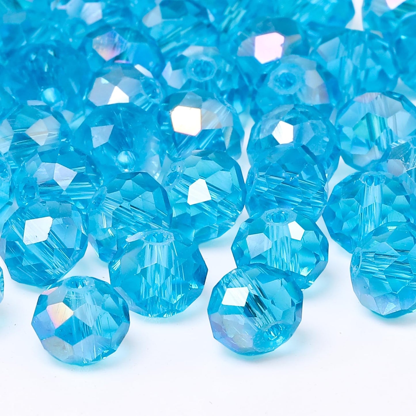 NITOPUPU 1000pcs 4mm Crystal Glass Beads for Jewelry Making Faceted Rondelle Flat Beads for Bracelets Necklace Earrings DIY Crafts (Lake Blue Crystal AB Bead)