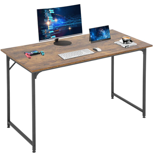 FDW Computer Desk Home Office Desk 47”W x 19”D Gaming Desk Corner Writing Black Large Student Art Modren Simple Style PC Wood and Metal Desk Workstation for Small Space，Vintage