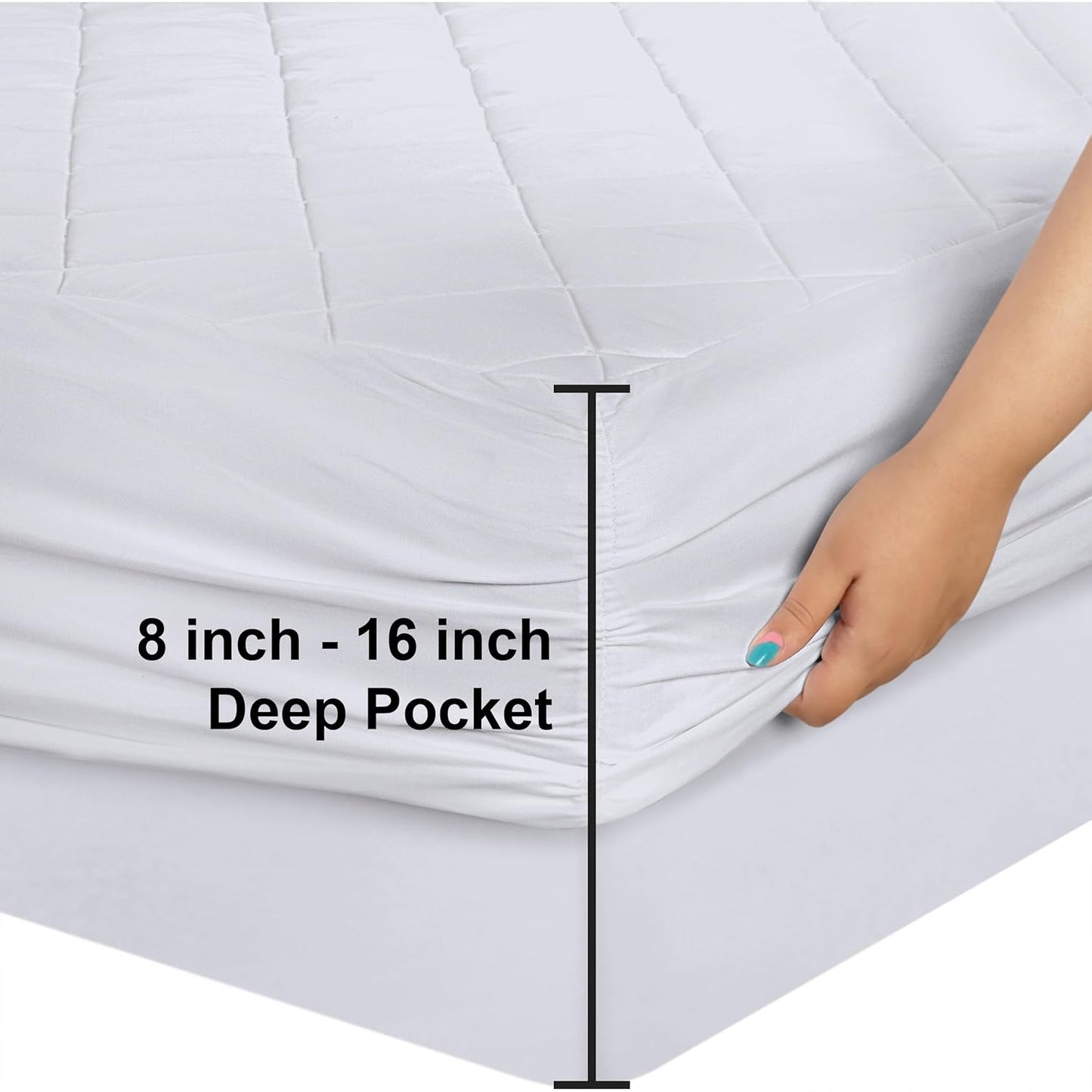 Utopia Bedding Quilted Mattress Pad - Super Queen Size, Deep Pocket Protector, Machine Washable | White