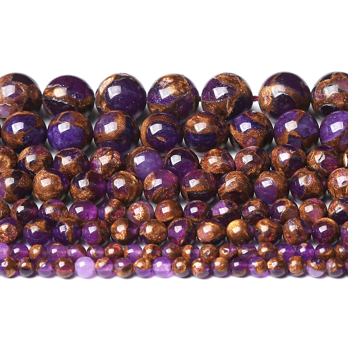 8MM 46PCS Purple Cloisonne Craft Loose Round Beads for Jewelry Making DIY Bracelet