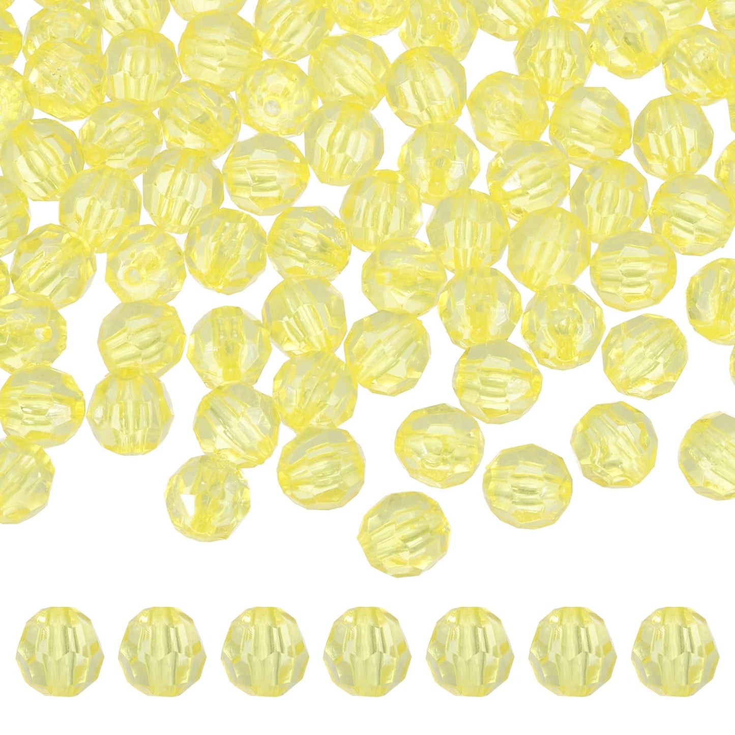 MECCANIXITY 400pcs Czech Faceted Bicone Beads 8mm Glass Spacer Bead Bulk for Jewelry Making & DIY Craft, Lemon Yellow