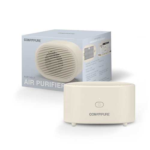 Conair Portable Small Air Purifier, Rechargeable Corded/Cordless, HEPA Air Filter, Allergy Relief, Dust, Pollen, Odor Control, Bedroom, Dorm Room, Small Room