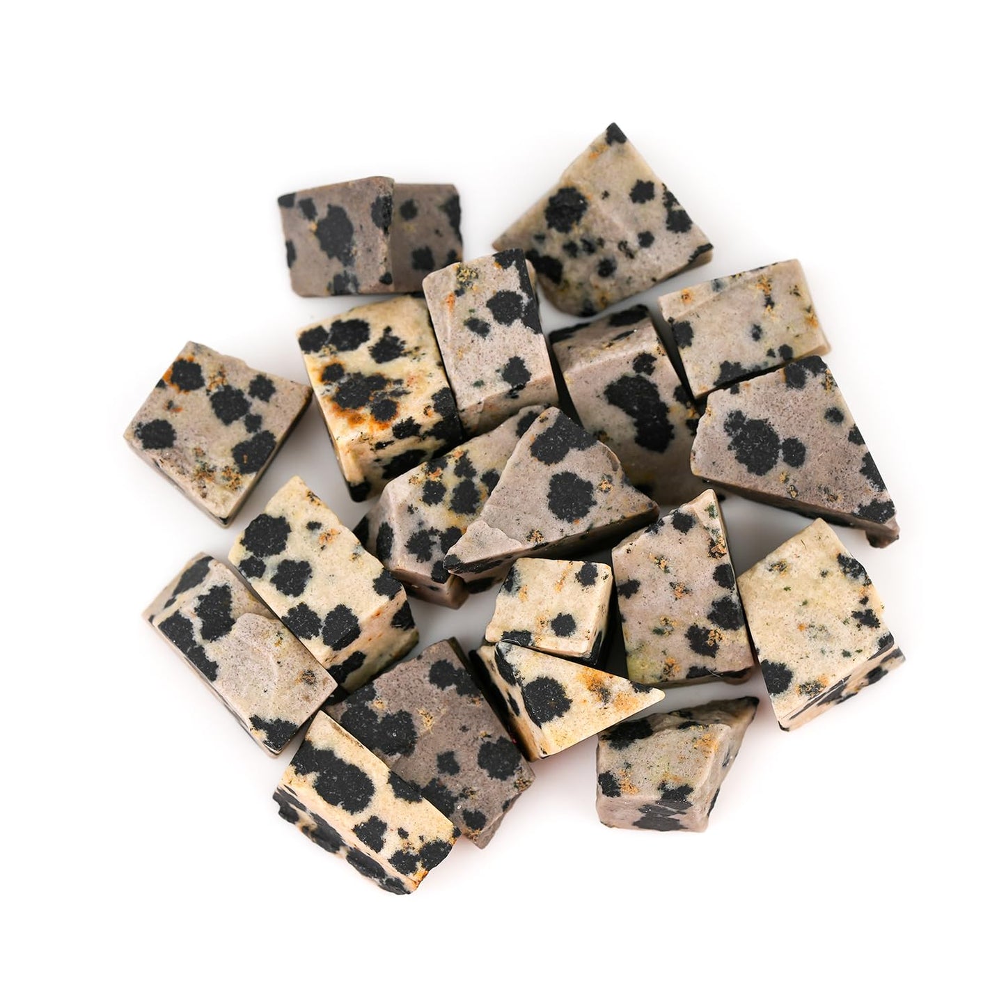 ColouredRocks 100 carats Dalmatian Jasper Crystals, Raw Stones, Rough Gemstones, Jewelry Making Supply, Cabbing, Polishing, Cutting, DIY, Crafts (18pcs) (8-12mm)