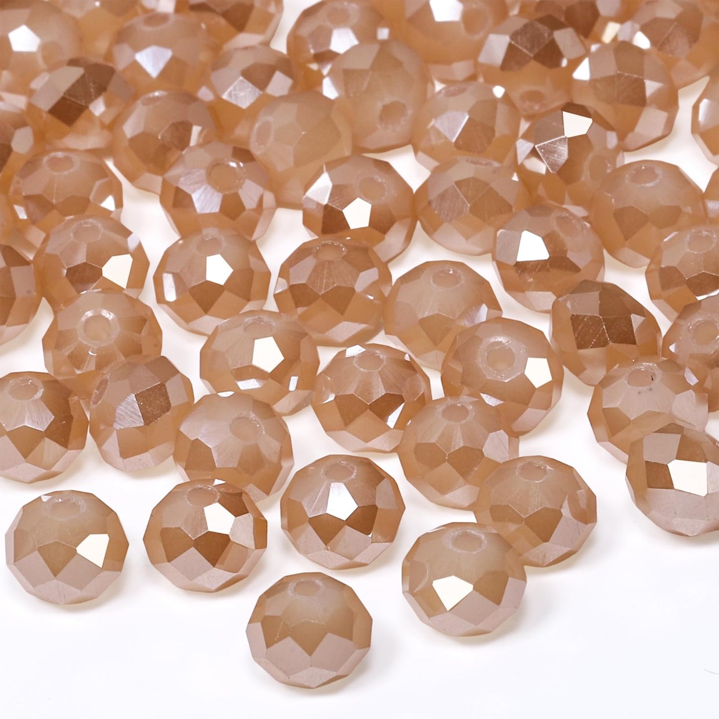 NITOPUPU 1000pcs 4mm Crystal Glass Beads for Jewelry Making Faceted Rondelle Flat Porcelain Beads for Bracelets Necklace Earrings DIY Crafts (Champagne Porcelain Bead)