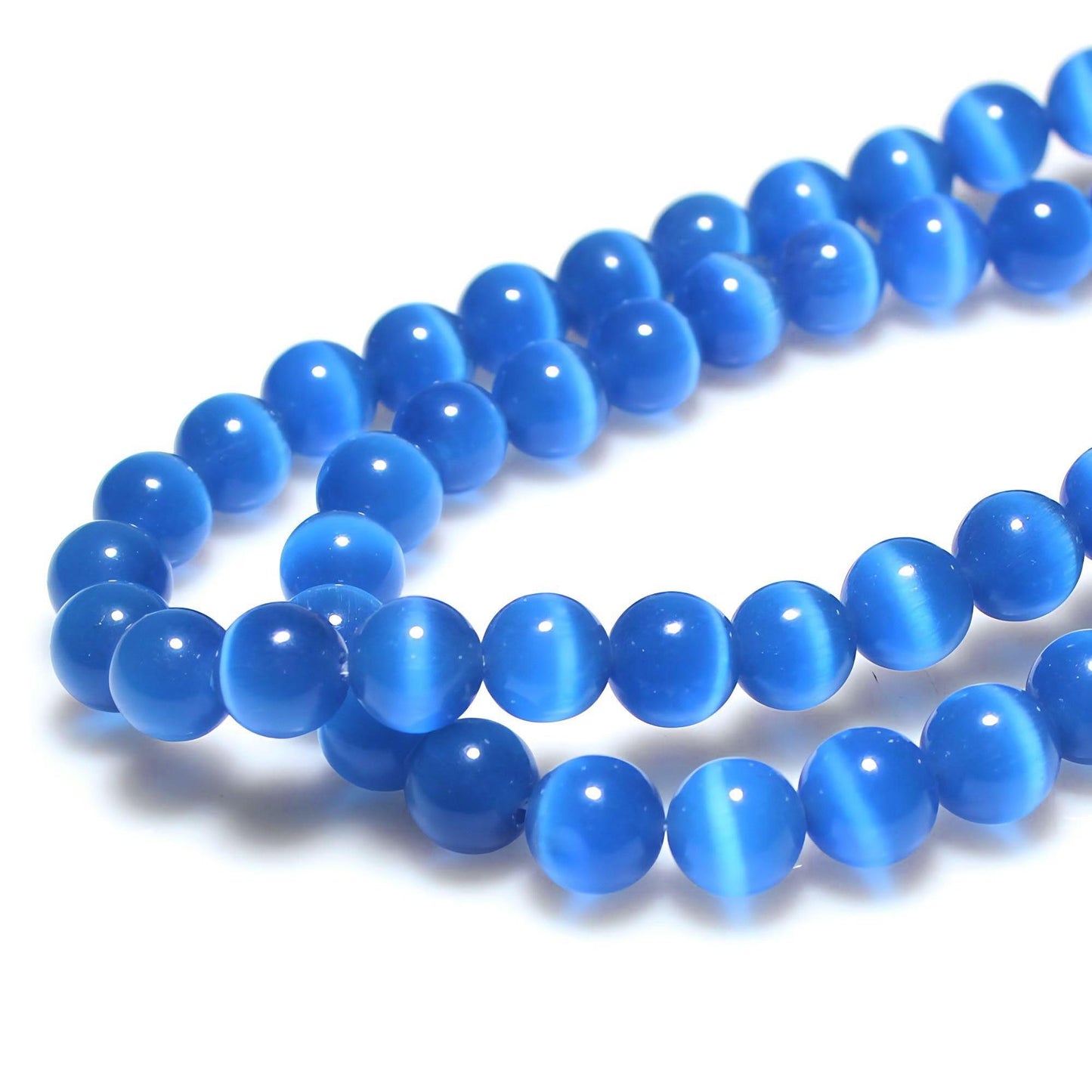 MJDCB 60pcs Royal Blue Cat Eye Stone Beads 6mm Round Crystal Loose Bead for Jewelry Making DIY Bracelets Necklace Accessories