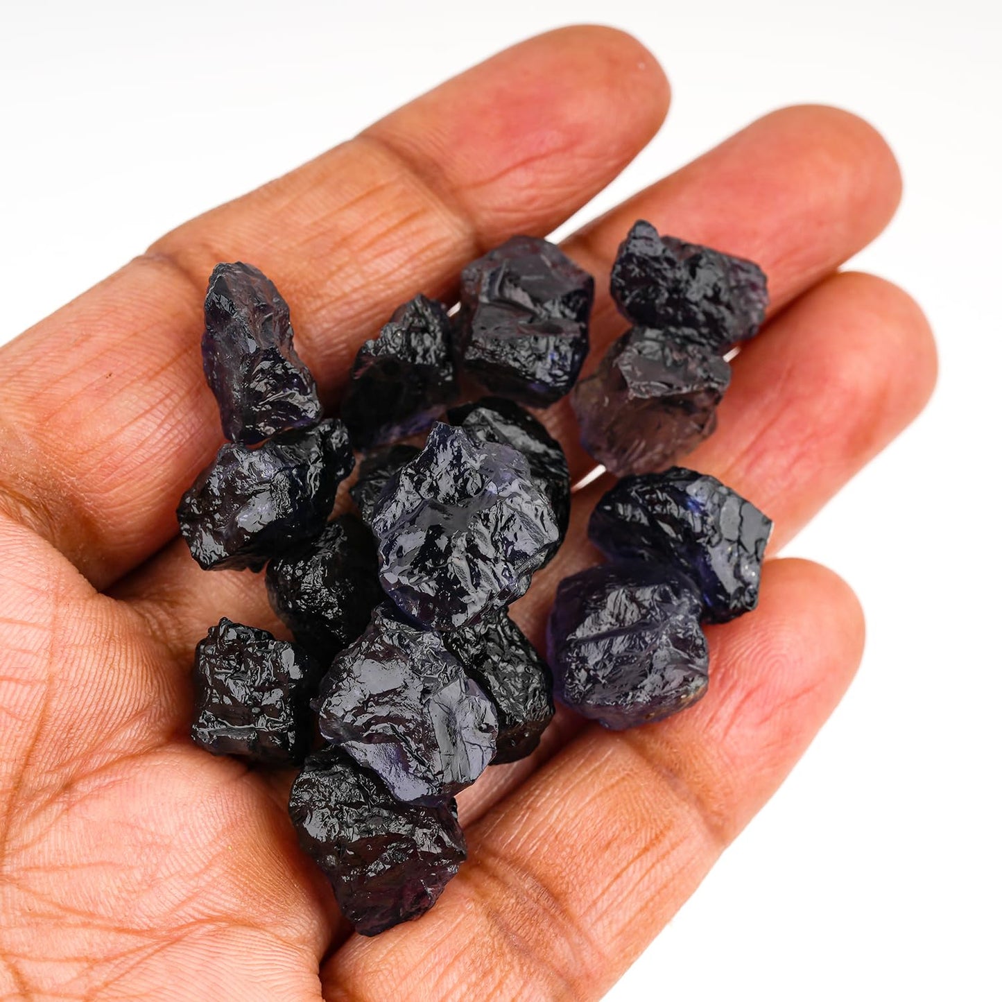 ColouredRocks 100 carats Iolite Crystals, Raw Stones, Rough Gemstones, Jewelry Making Supply, Cabbing, Polishing, Cutting, DIY, Crafts (14-16pcs) (12-16mm)