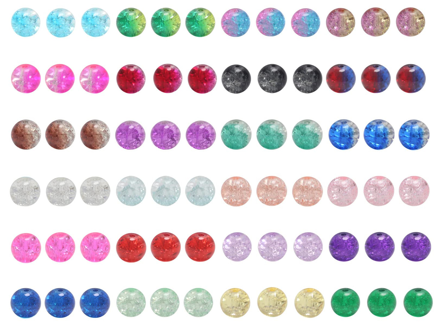 Pamir Tong 720PCS 8mm Crackle Glass Round Bulk, Bracelet Space Loose Smooth Beads for Jewelry Making Earring, Necklaces, and DIY Crafts,Keychains, Lanyards & Adult Crafting