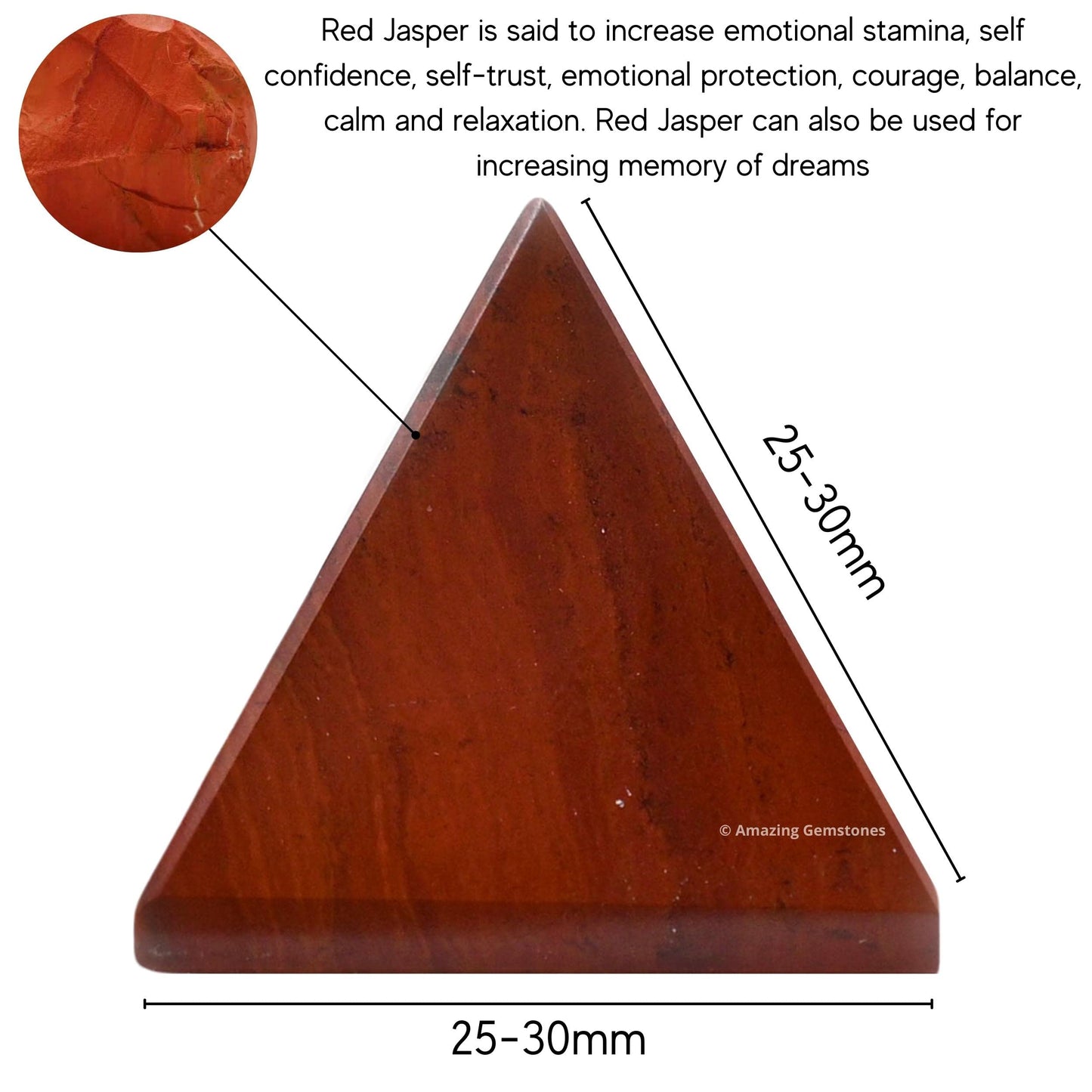 Amazing Gemstone Red Jasper Pyramid Crystal Healing Stones - 1" Great Pyramid Figurine of Natural Stone Pyramid for Meditation, Reiki, Chakra Balancing and Crystal Pyramids Grid